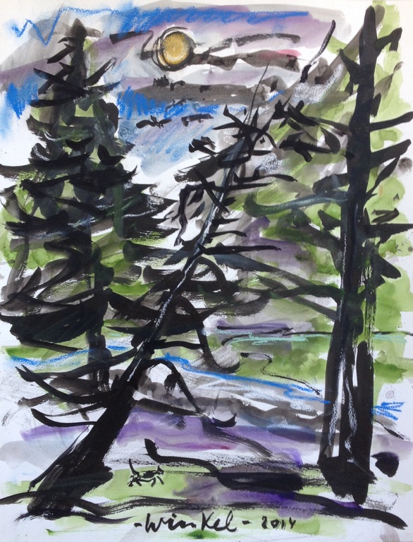 Arien Winkel - Bos - Origineel werk op papier verkocht voor € 55!