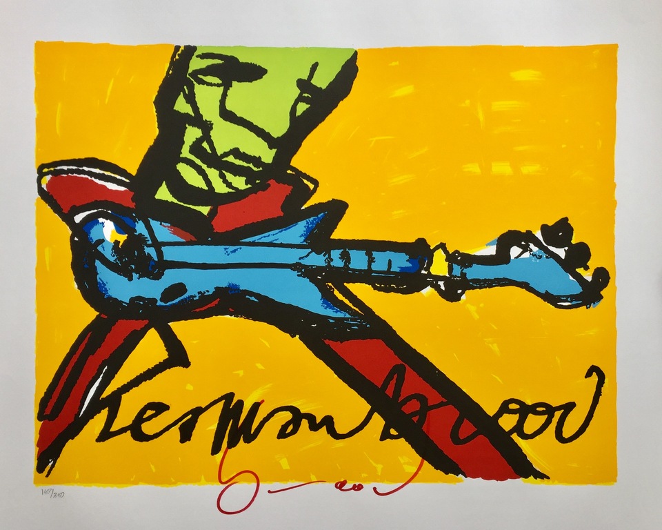 Herman Brood - Originele Handgesigneerde Zeefdruk: "Guitarman" verkocht voor € 342!