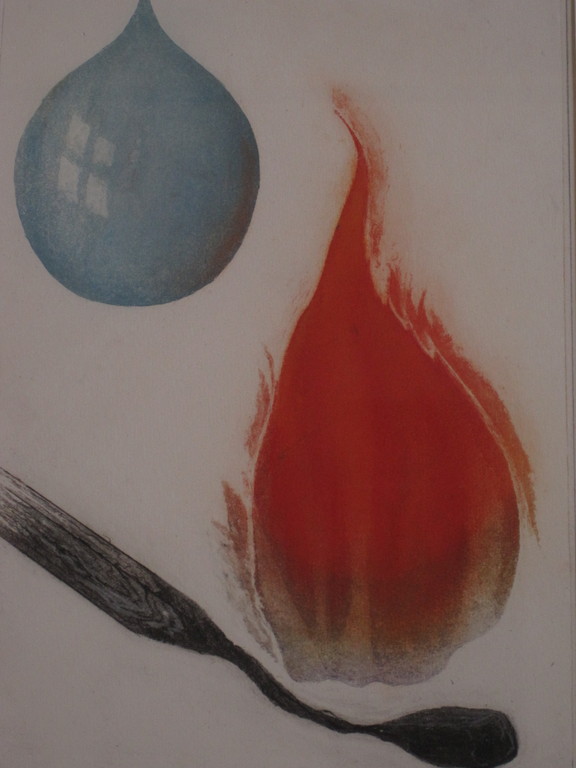 Zeer beperkte oplage 2/7 Litho "Water en Vuur 2000" gesigneerd Jan vd Bos   kopen? Bied vanaf 1!
