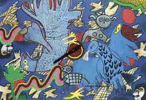 Corneille - Corneille - Collage met litho en klok op board - UNICA verkocht voor € 400!