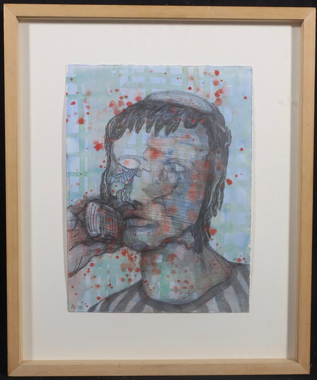 Robbie Cornelissen: Potlood en Aquarel, Portret - Ingelijst kopen? Bied vanaf 200!