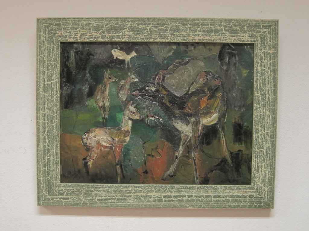 Maria Ruiter de Wit - "Herten en jongen" olieverf omstreeks 1970 kopen? Bied vanaf 1!