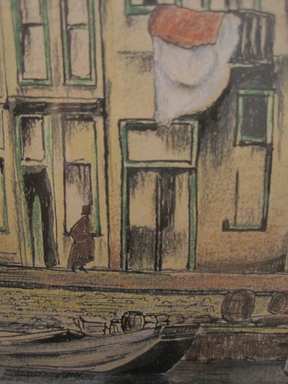 Jan v Herwijnen aquarel/tekening  Haarlem Spaarne 1925 gesigneerd  kopen? Bied vanaf 1!