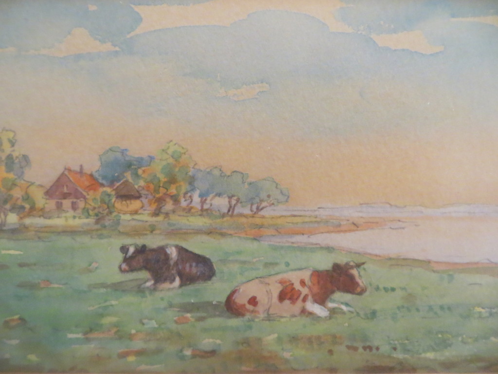 aquarel landschap met koeien kopen? Bied vanaf 15!