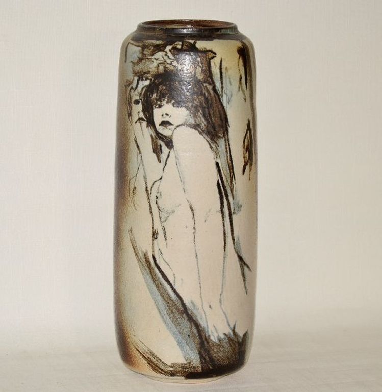 Reinier den Adel: vaas beschildert met vrouwelijk naakt kopen? Bied vanaf 150!