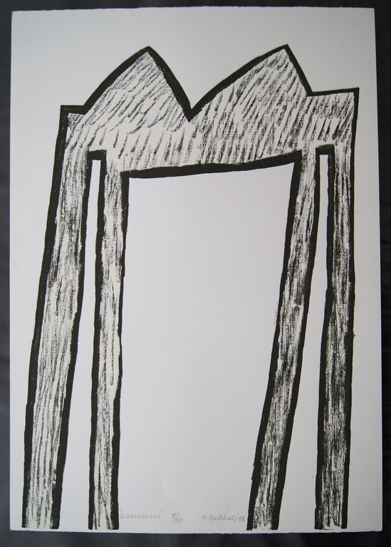 Klaas Gubbels grote litho uit 1992 Schoonhoven. kopen? Bied vanaf 325!