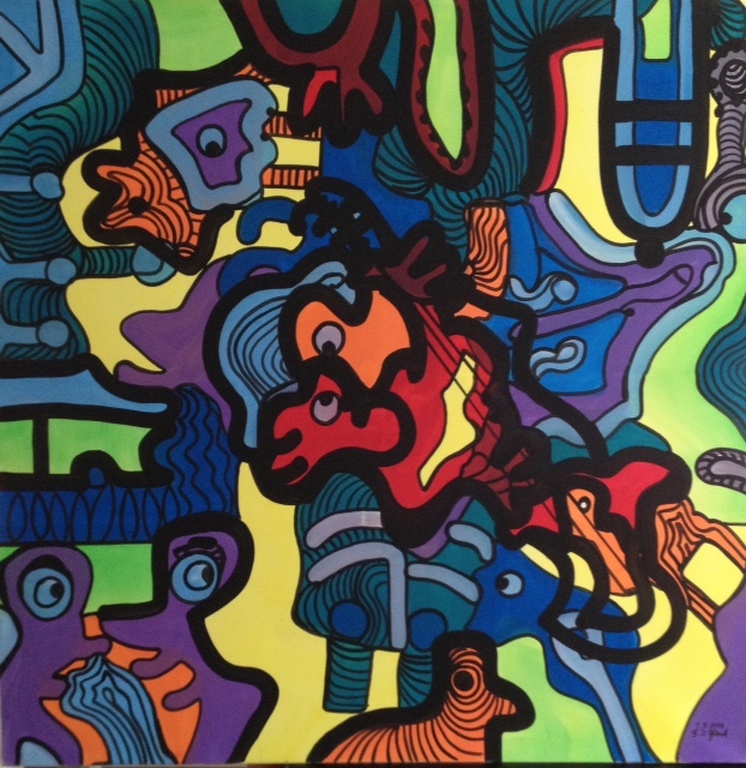 Franz J. Blank, acryl op canvas XXL formaat, gesigneerd verkocht voor € 270!