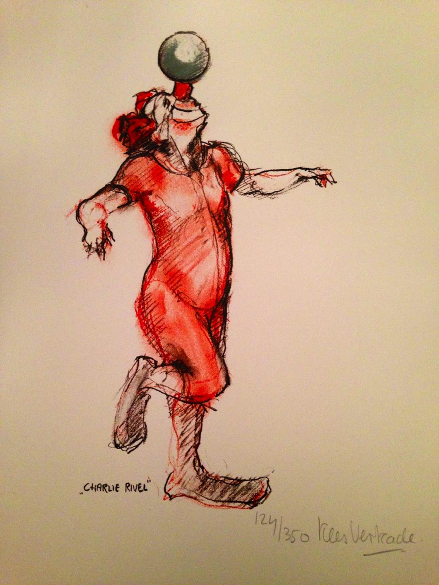 Kees Verkade - Kees Verkade, zeefdruk, Charlie Rivel verkocht voor € 150!