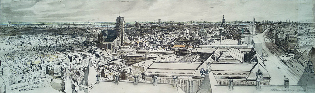 Marius Richters - Panorama van Rotterdam in april 1940, litho (ingelijst) kopen? Bied vanaf 1!