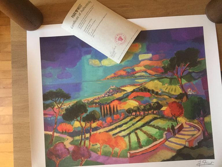 Jean-Claude Picot; kleurenlitho genaamd Octobre sur la baie de Cannes kopen? Bied vanaf 20!