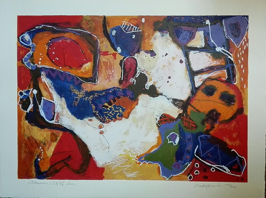 Alexander Vogels, zeefdruk op papier, Titel: Waterdrinker verkocht voor € 40!