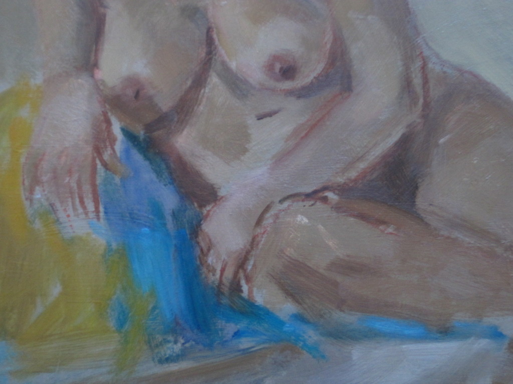 G.Slootweg impressionist.  olieverf  "liggend  naakt" omstreeks 1950  kopen? Bied vanaf 1!