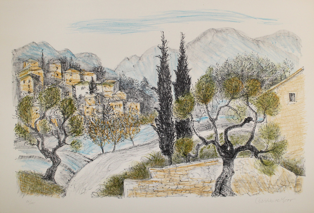 Christiaan de Moor: Collectie van vijf lithografien, Landschappen kopen? Bied vanaf 30!