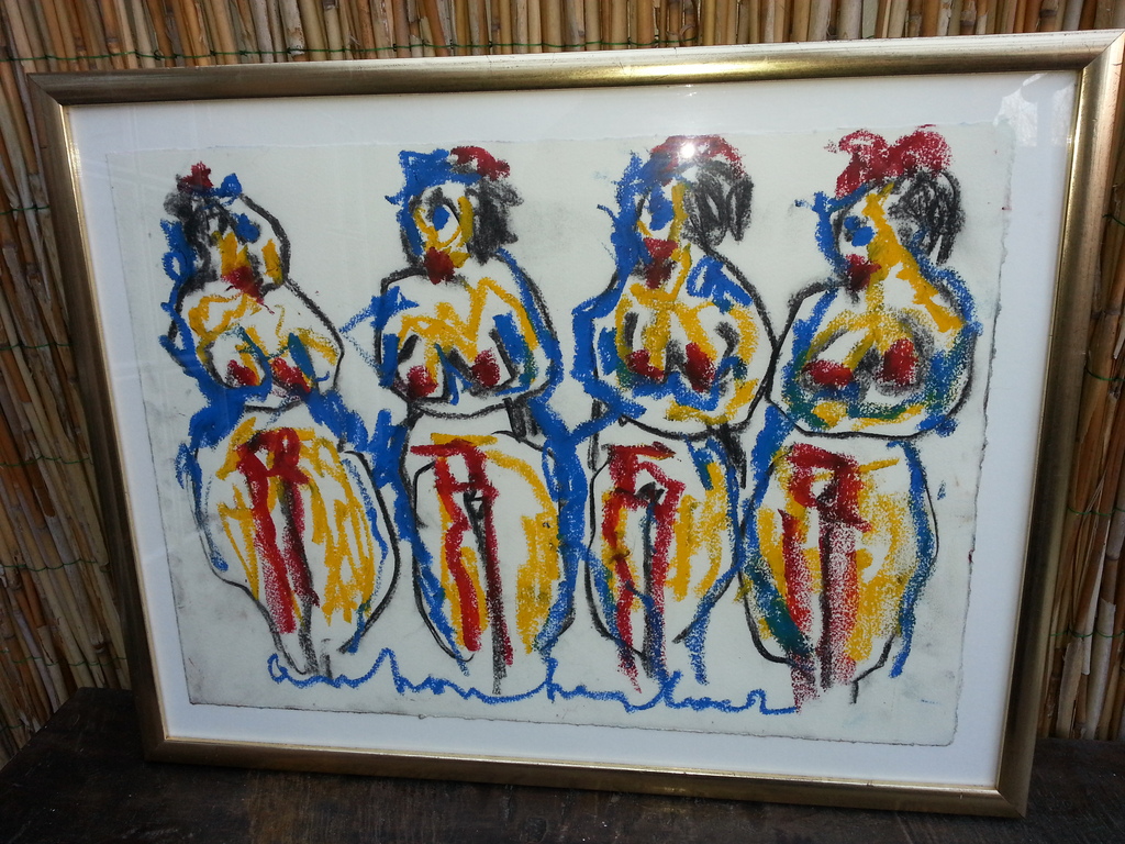 Anton Heyboer - Gouache, 4 vrouwen, gesigneerd m.o. kopen? Bied vanaf 295!