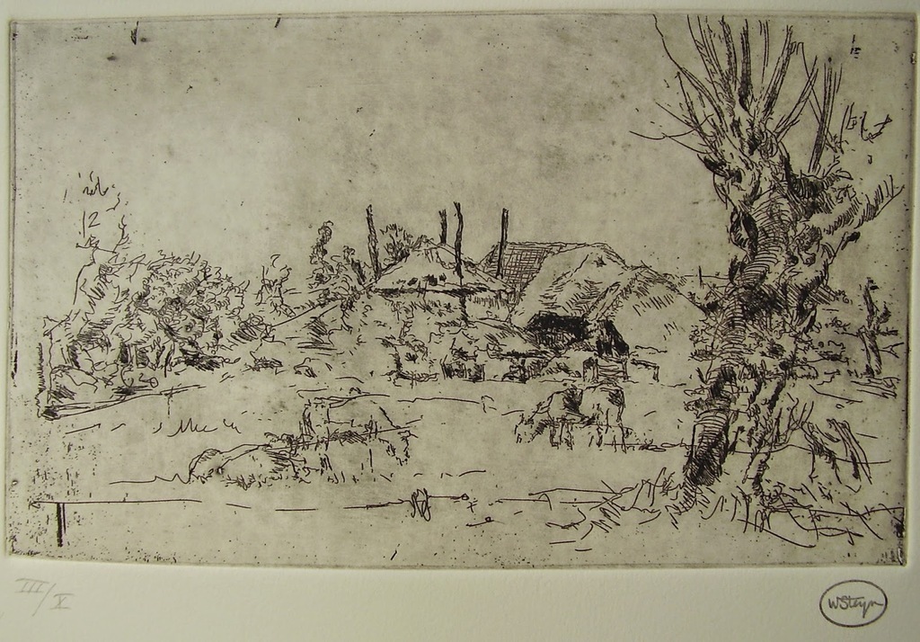 Wim Steijn vroege ets "boerderij" kopen? Bied vanaf 30!