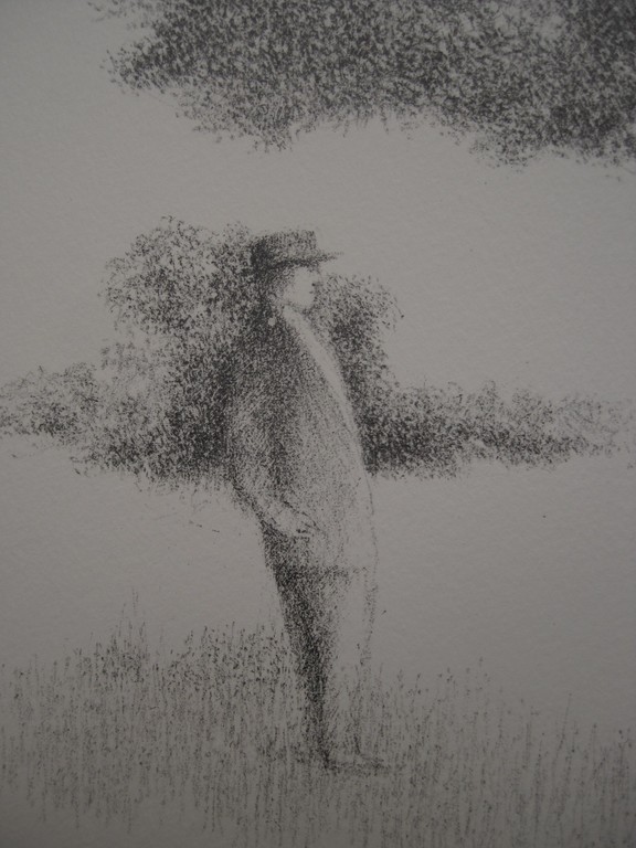 Metten Koornstra - lithografie "man in landschap" ongesigneerd omstreeks 1970 kopen? Bied vanaf 1!