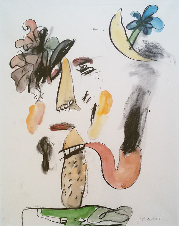 Anton Martineau - Pijproker, gemengde techniek op papier (mooi ingelijst, groot) verkocht voor € 165!