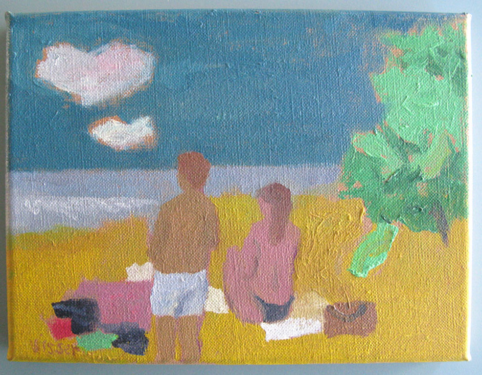 Hendrik Jan Visser - STRANDDAG - olieverf op doek kopen? Bied vanaf 1!