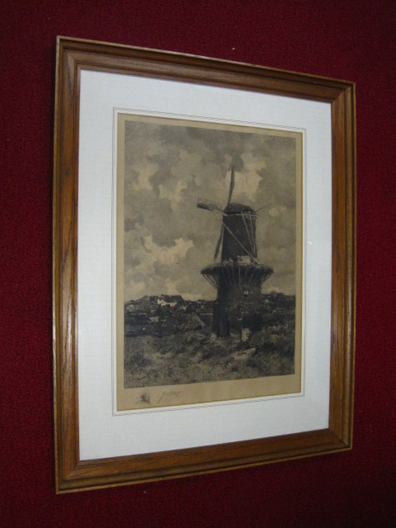 origi. Jacob Maris (1837-1899)  en Carel L. Dake ETS "de windmolen" gesigneerd  kopen? Bied vanaf 1!