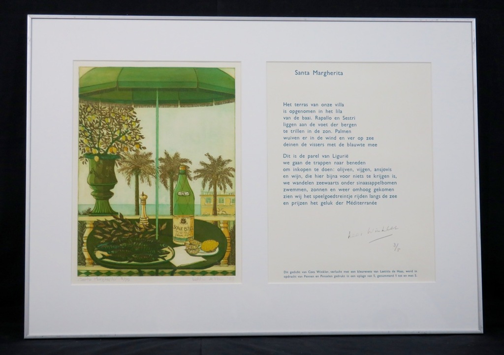 Laetitia de Haas: Ets, Santa Margherta - Ingelijst kopen? Bied vanaf 1!