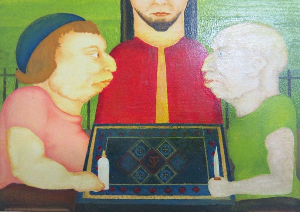 Joachim Voges: Olieverf op paneel, Christus tussen twee mannen kopen? Bied vanaf 1!