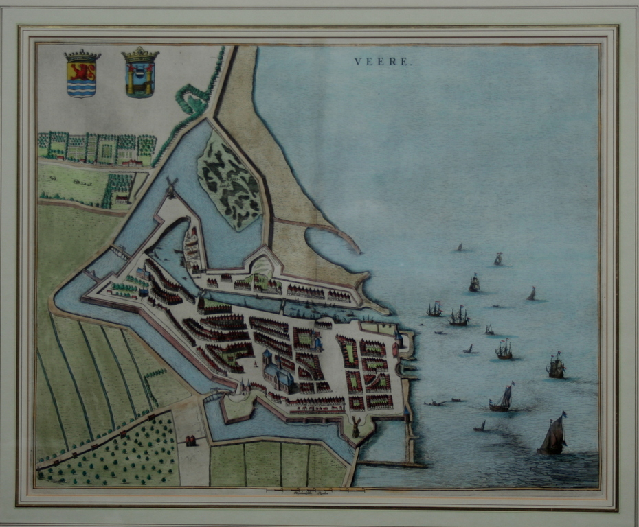 Joan Blaue, ingekleurde kopergravure van Veere  kopen? Bied vanaf 250!