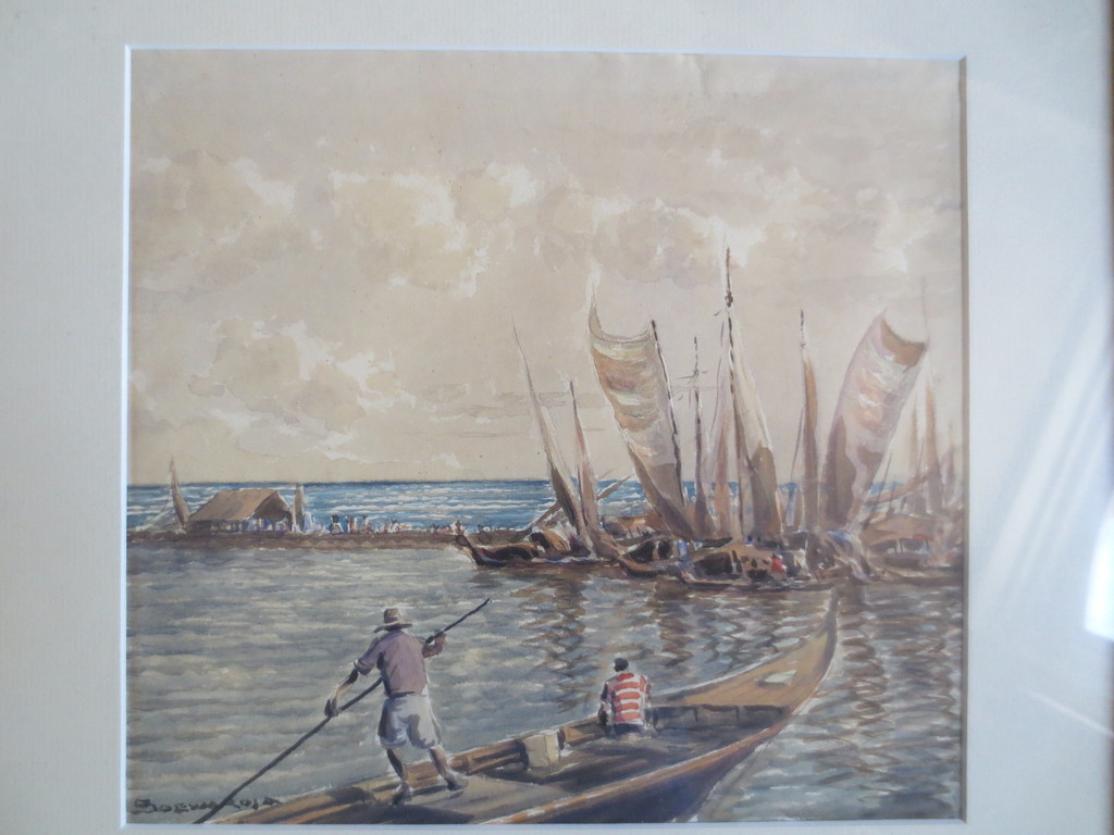 Soewardja (1900-) Aquarel Kustgezicht verkocht voor € 35!