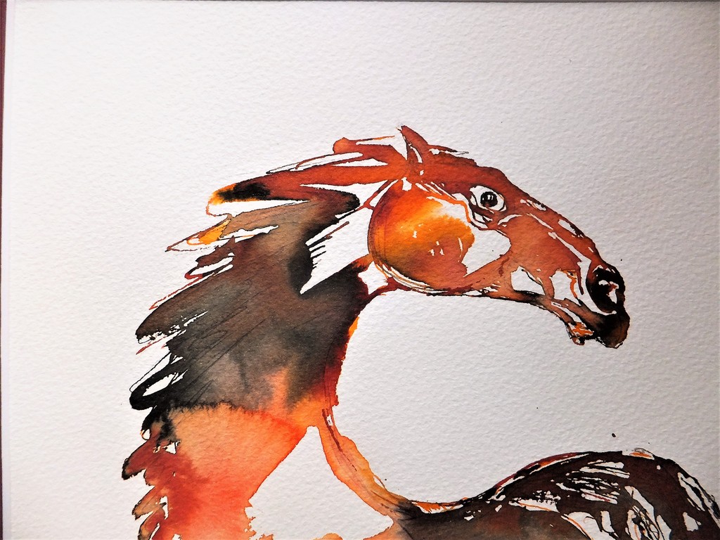 Tjavdar Iliev (1950) - aquarel - paard kopen? Bied vanaf 100!