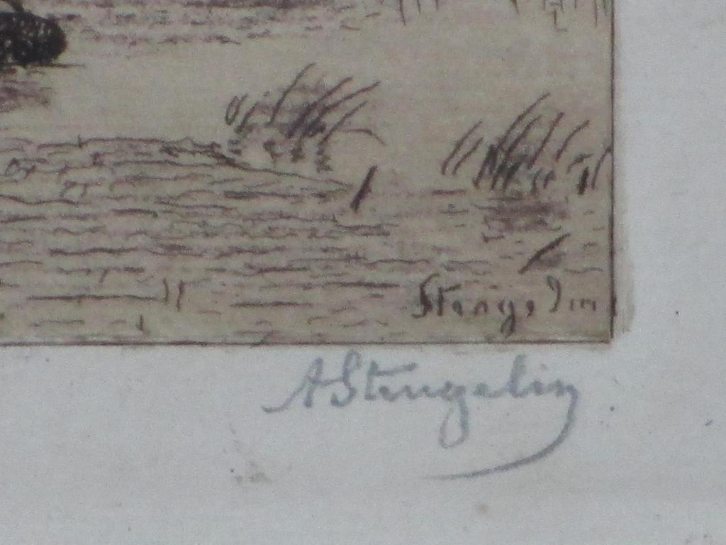 Alphonse Stengelin, Waterrijk landschap met boerderij, Ets kopen? Bied vanaf 35!