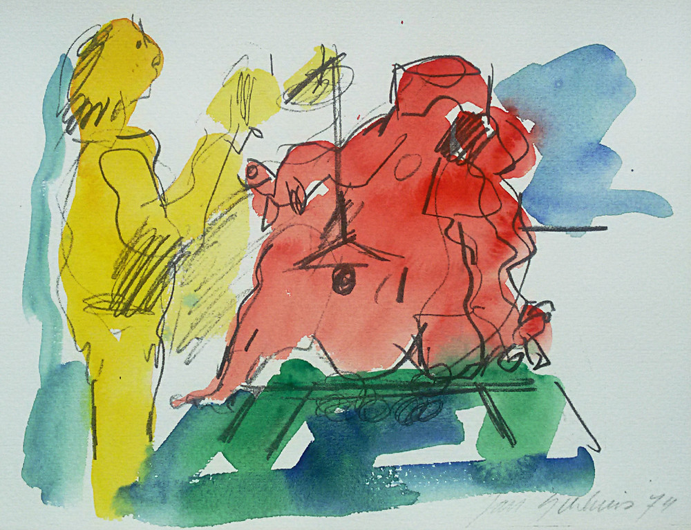 Jan Sierhuis - Schetsboek, hand-gesigneerde en ingekleurde litho (unica) verkocht voor € 50!