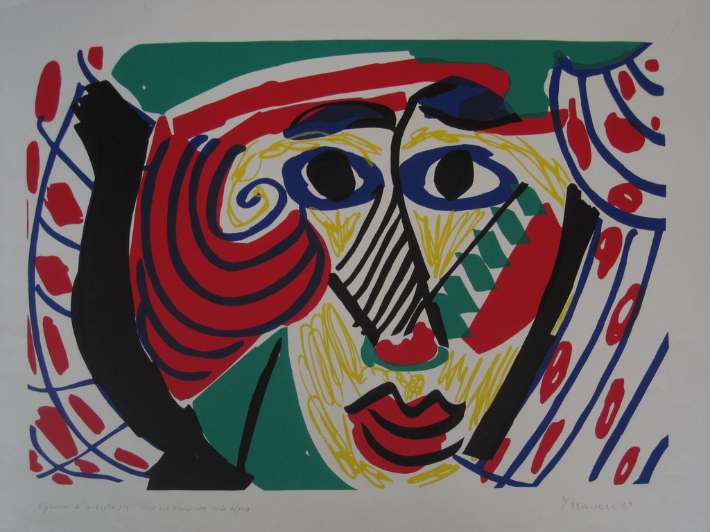 Epr d'Art. gesigneerde Litho van Y. Brouwers 951_) CoBrA voorstelling "Hoofd"  kopen? Bied vanaf 1!