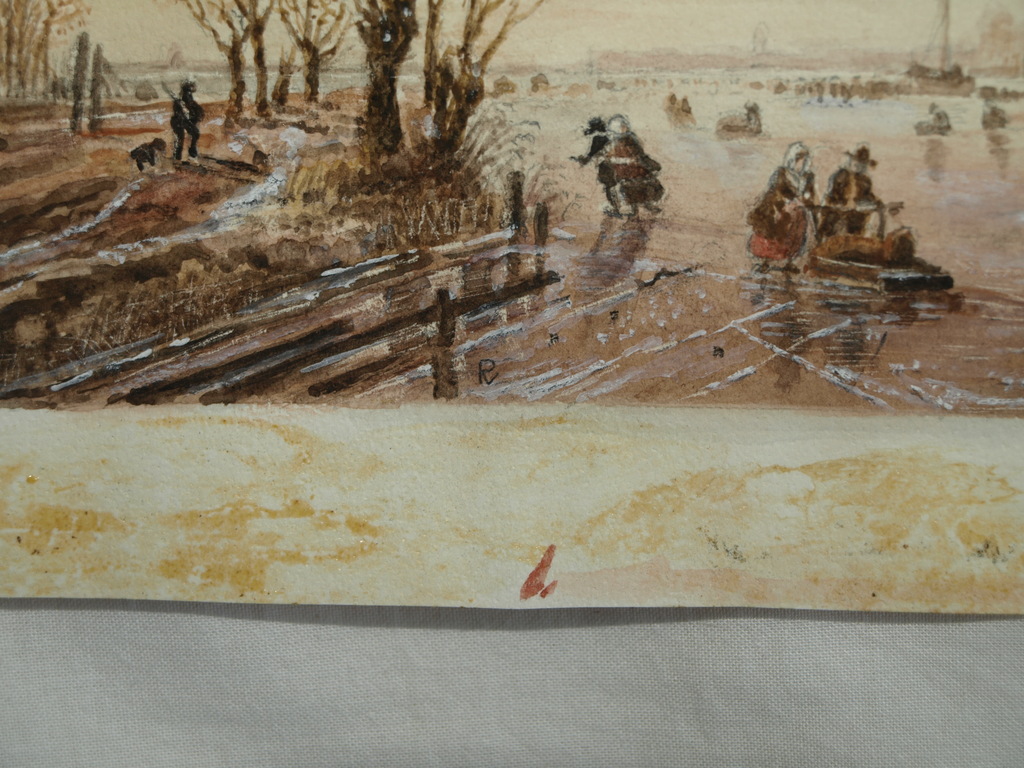 Onbekende kunstenaar – Gouache – Winterlandschap – Gesigneerd “R” – Oud kopen? Bied vanaf 1!