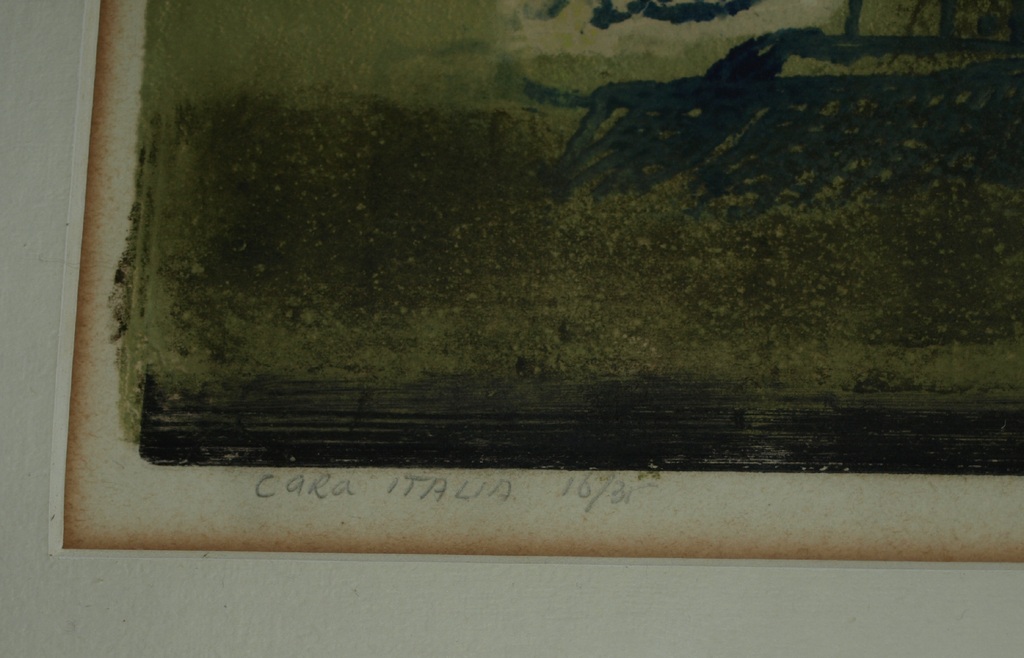 Ru van Rossem (1924-2007) : Ets en reliëfdruk – “Cara Italia” – Ingelijst - 1984 kopen? Bied vanaf 150!