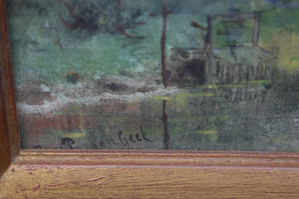 Geo Poggenbeek - aquarel - landschap met ophaalbrug - gesigneerd l.o. kopen? Bied vanaf 495!