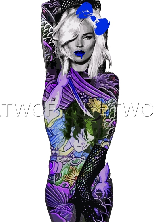 Large Print Painting "Kate Moss Tatoo " Signed Numbered A/P or 1 to 100 with COA kopen? Bied vanaf 1!