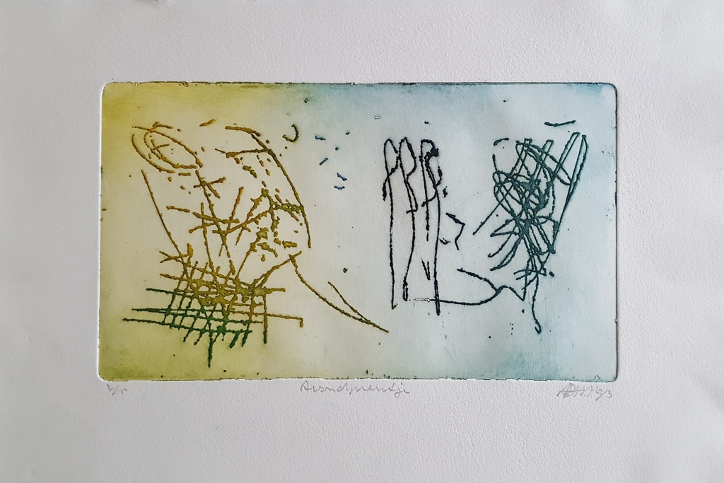 Ad Arma kleuren ets 'Avondprentje I' - 1993 verkocht voor € 45!