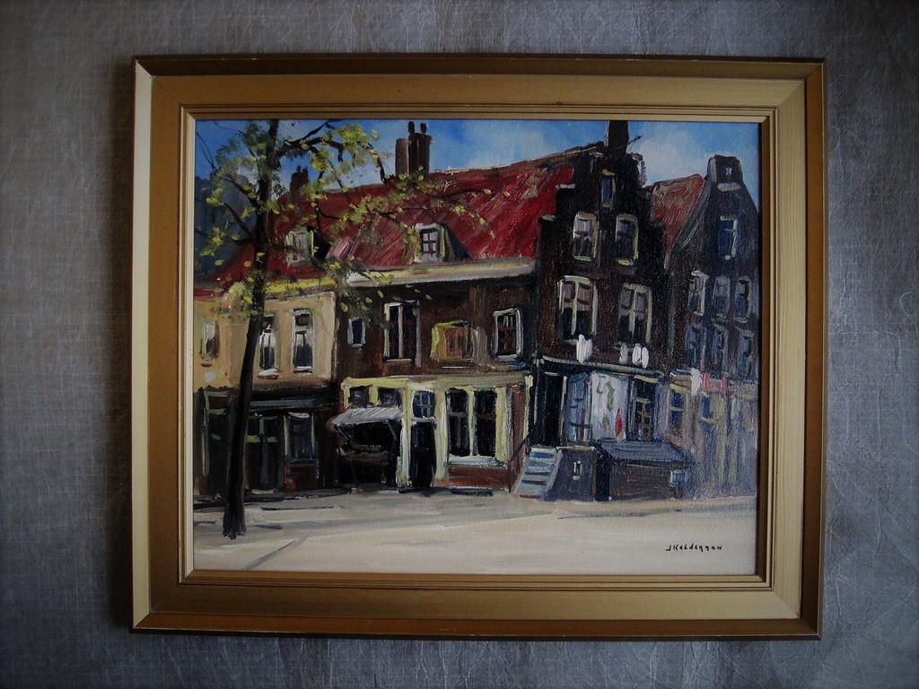 Mooi Jan Kelderman (1914) olieverf "Amsterdam Westerstraat hoek Noordermarkt"  kopen? Bied vanaf 1!