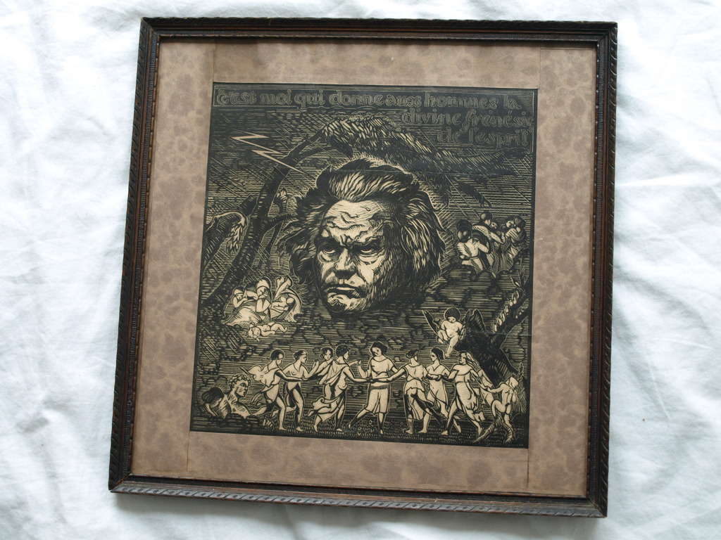 Gabriel Belot : Houtsnede, Beethoven – ingelijst - 1927 kopen? Bied vanaf 1!