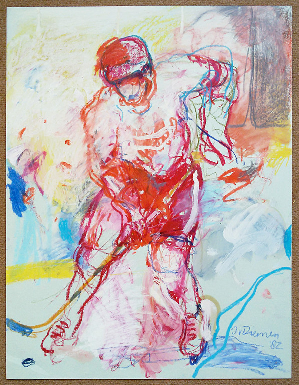 Jan van Diemen - Jan van Diemen - IJshockey, gemengde techniek op papier kopen? Bied vanaf 95!