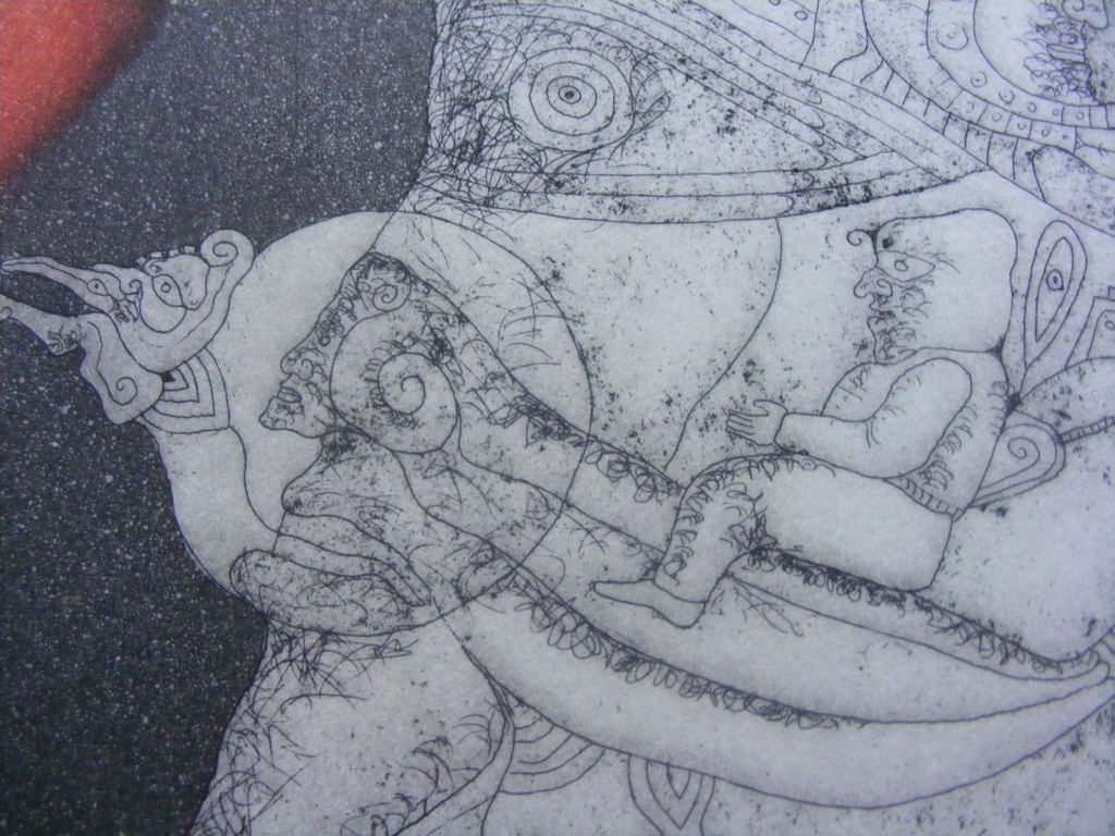 Bernard Berthois-Rigal, "Rives du Bustrophedon", grote gesigneerde ets/aquatint. kopen? Bied vanaf 200!