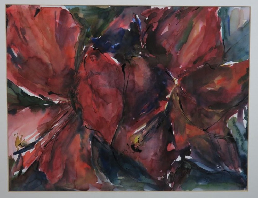 Reina Koerten: Aquarel, Amaryllis 2 - Ingelijst kopen? Bied vanaf 20!