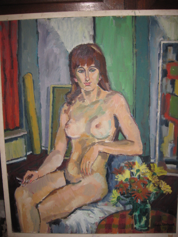 Schilderij 'Naakt met sigaret' - Hugo Brouwer (1913-1986) - 1971 kopen? Bied vanaf 195!