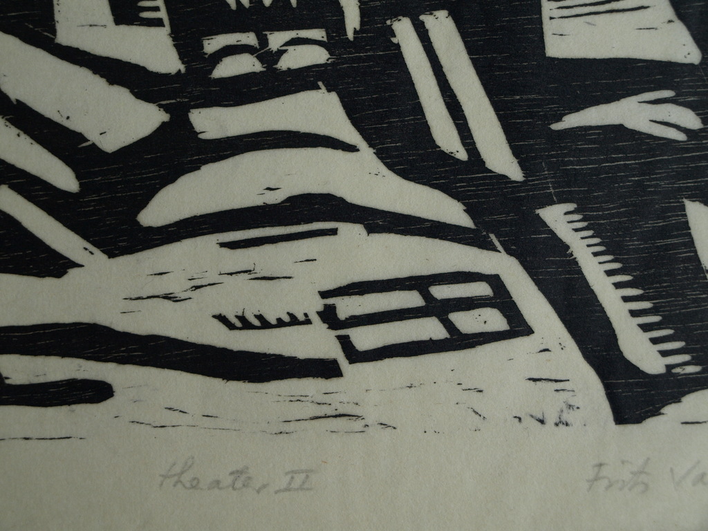 Frits Vanèn :  Houtsnede – Theater II – 1961 – oplage 15 ex. kopen? Bied vanaf 1!