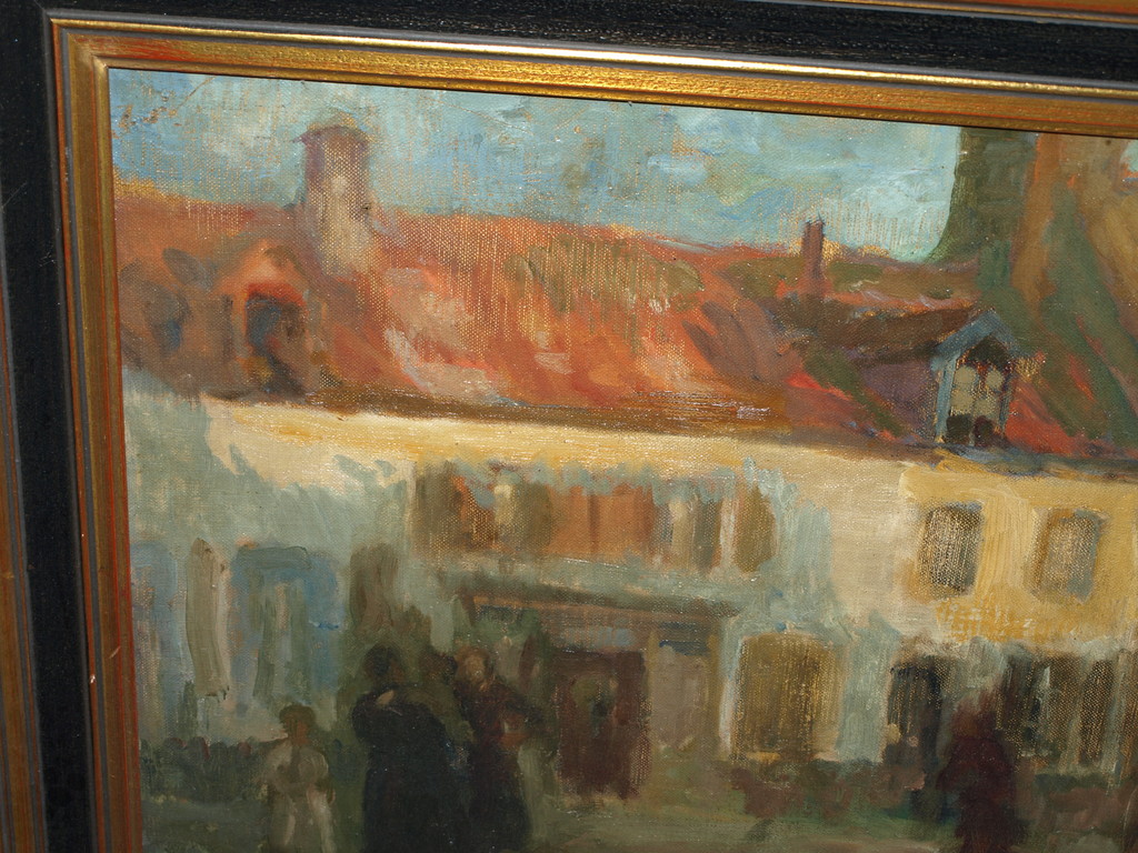 MAX SPRINKMANN (1876-?)–Olieverf –Stadsgezicht –Gesigneerd & ingelijst – ca 1922 kopen? Bied vanaf 1!