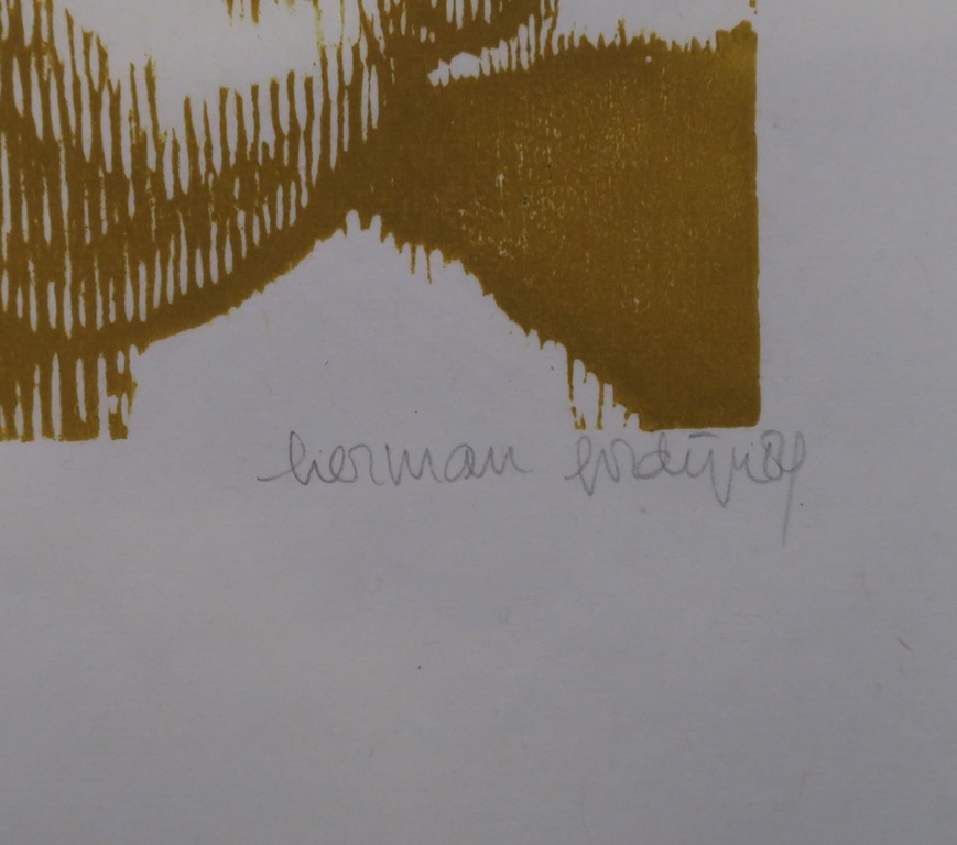 Lot met 2 houtsnedes van Herman Gordijn: Vrouw met oorbel, portret kopen? Bied vanaf 35!