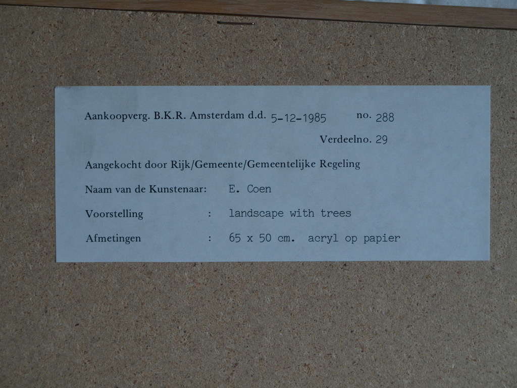 Einan Cohen : Acryl op papier , Landscape with Trees – Ingelijst - 1985  kopen? Bied vanaf 1!