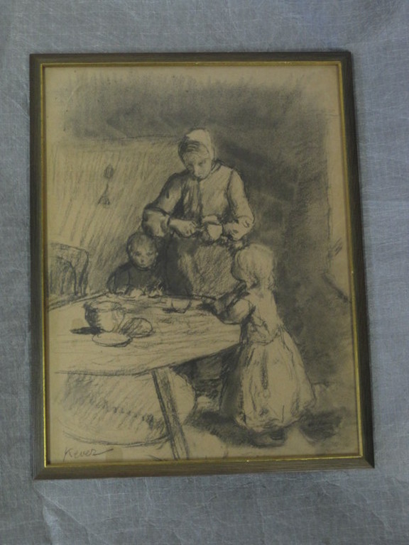 Hein Kever 1854-1922 "mama schilt appel" houtskooltekening ca. 1900 gesigneerd  kopen? Bied vanaf 1!