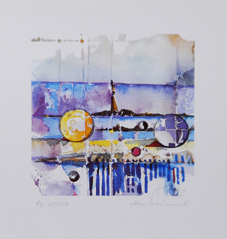 H.E.M. Schüppel: Lithografie, Abstracte Compositie II kopen? Bied vanaf 5!