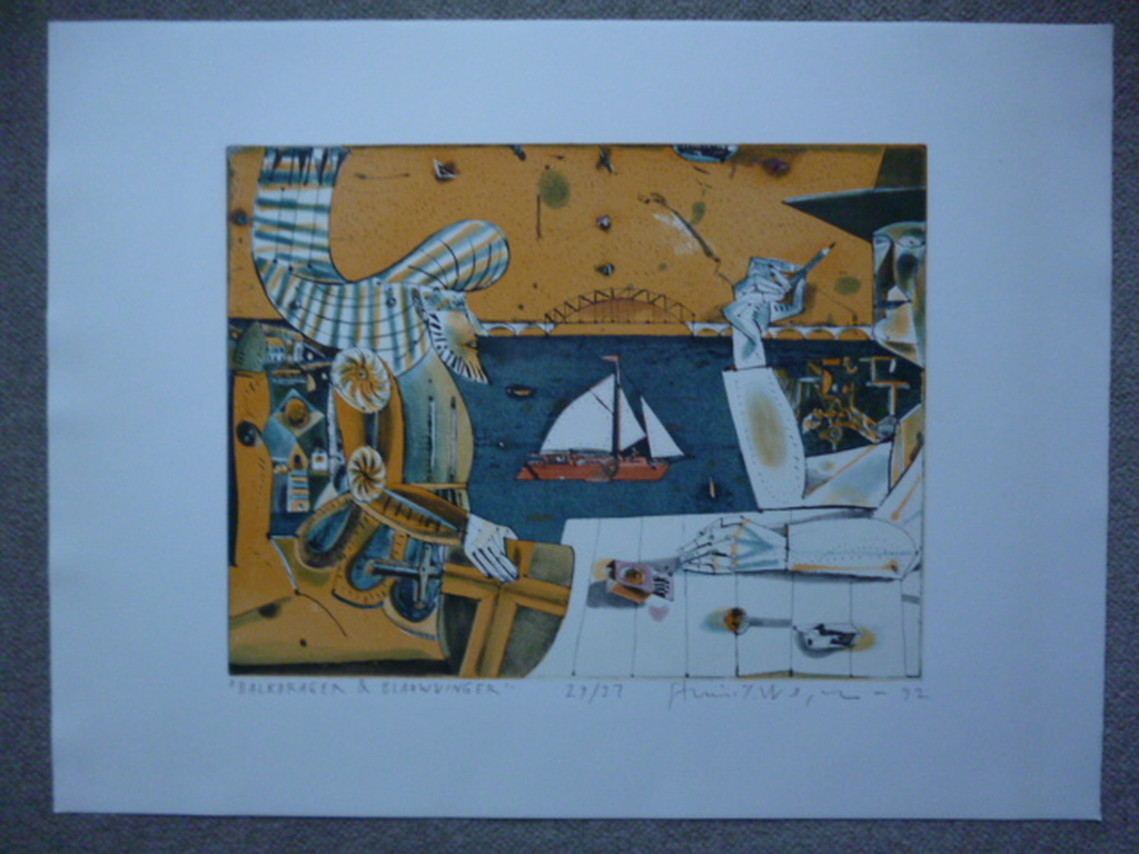 Stanislaw Wejman - aquatint in kleuren - Balkdrager & Blauwvinger kopen? Bied vanaf 35!
