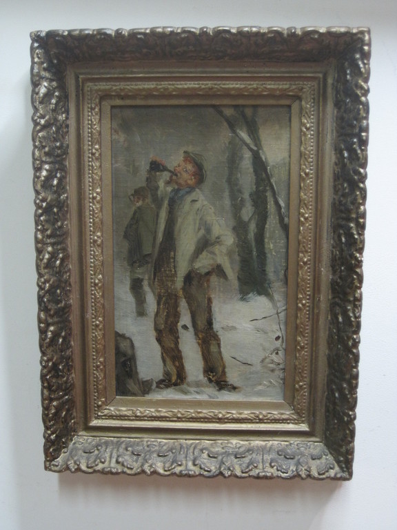 toegeschr. G.J.Staller 1880-1956 olieverf "Dronkaard op Rapenburg" ca. 1930 verkocht voor € 70!